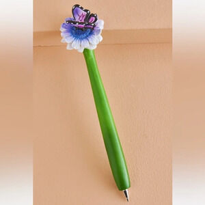 Purple Butterfly Flower Ink Pen, NWT